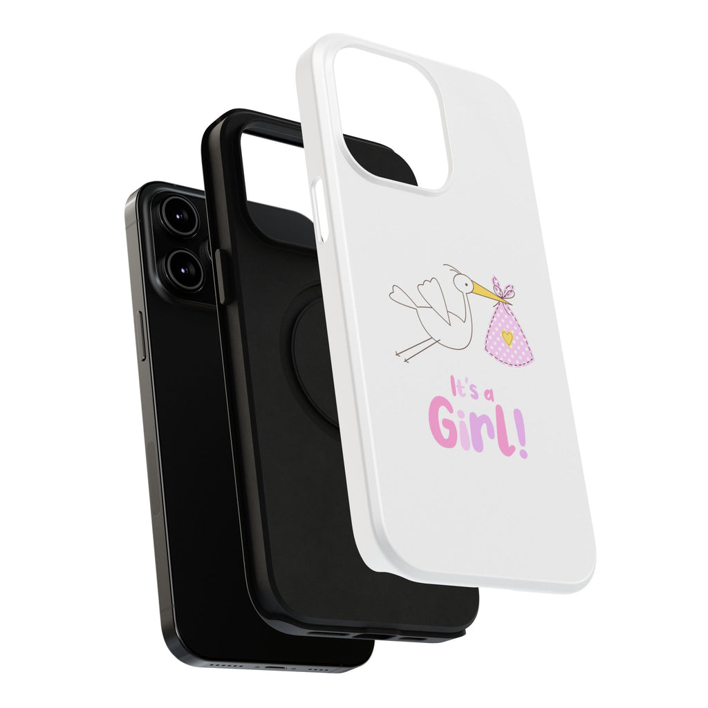 Stork carrying bundle "It's a Girl!" Phone Case | Impact-Resistant Case