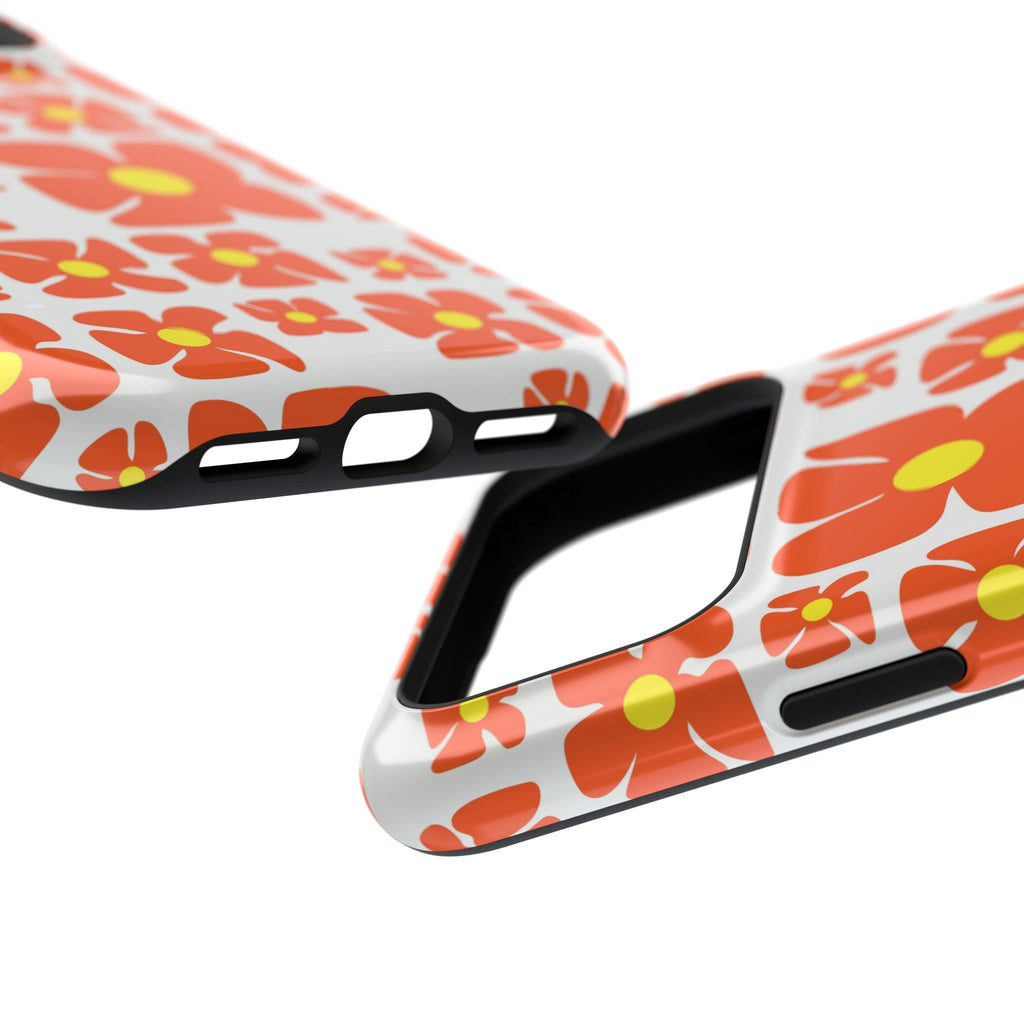 Retro Orange Floral Phone Case | Impact-Resistant Case