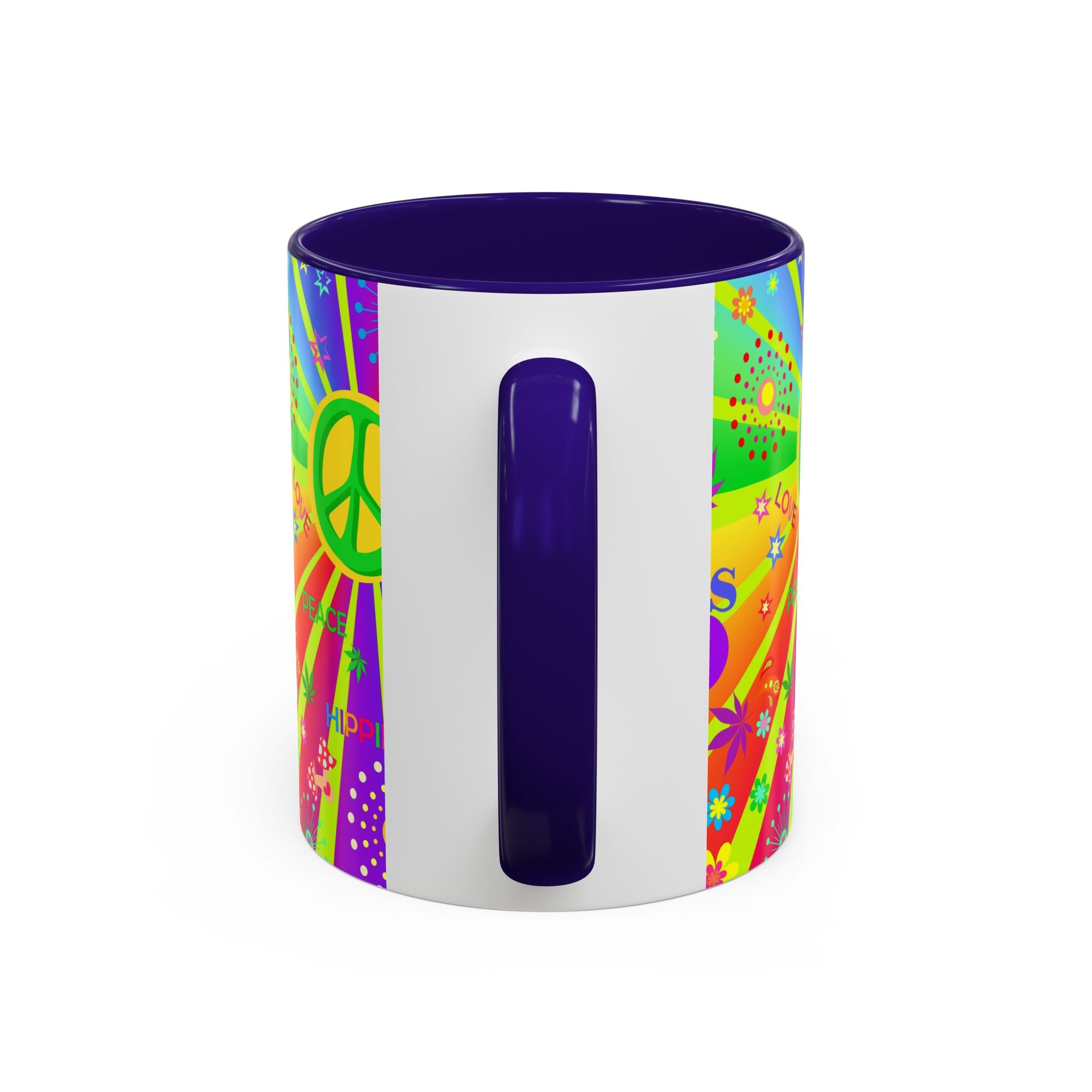 70s Peace Sign Psychedelic Mug | Retro Hippie Rainbow Coffee Cup