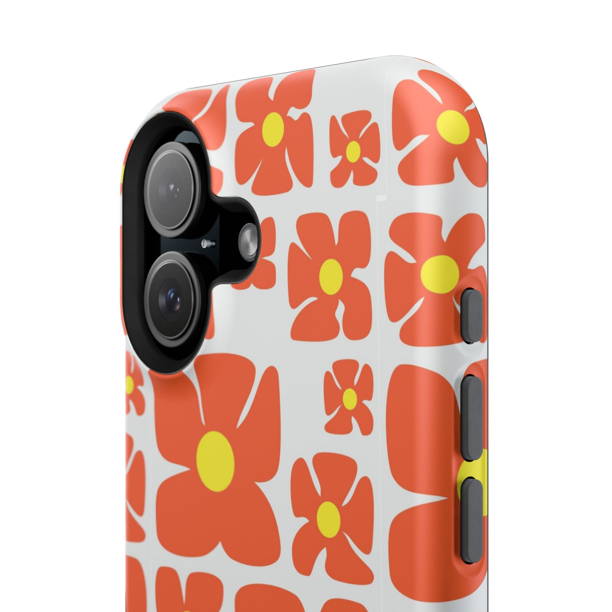 Retro Orange Floral Phone Case | Impact-Resistant Case