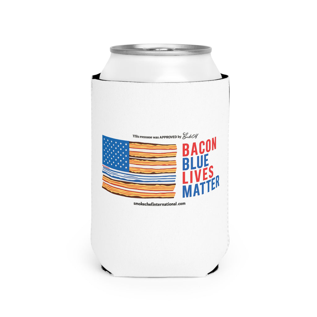 Bacon Blue Lives Matter Can Cooler Sleeve | Koozie, American Flag Bacon Design