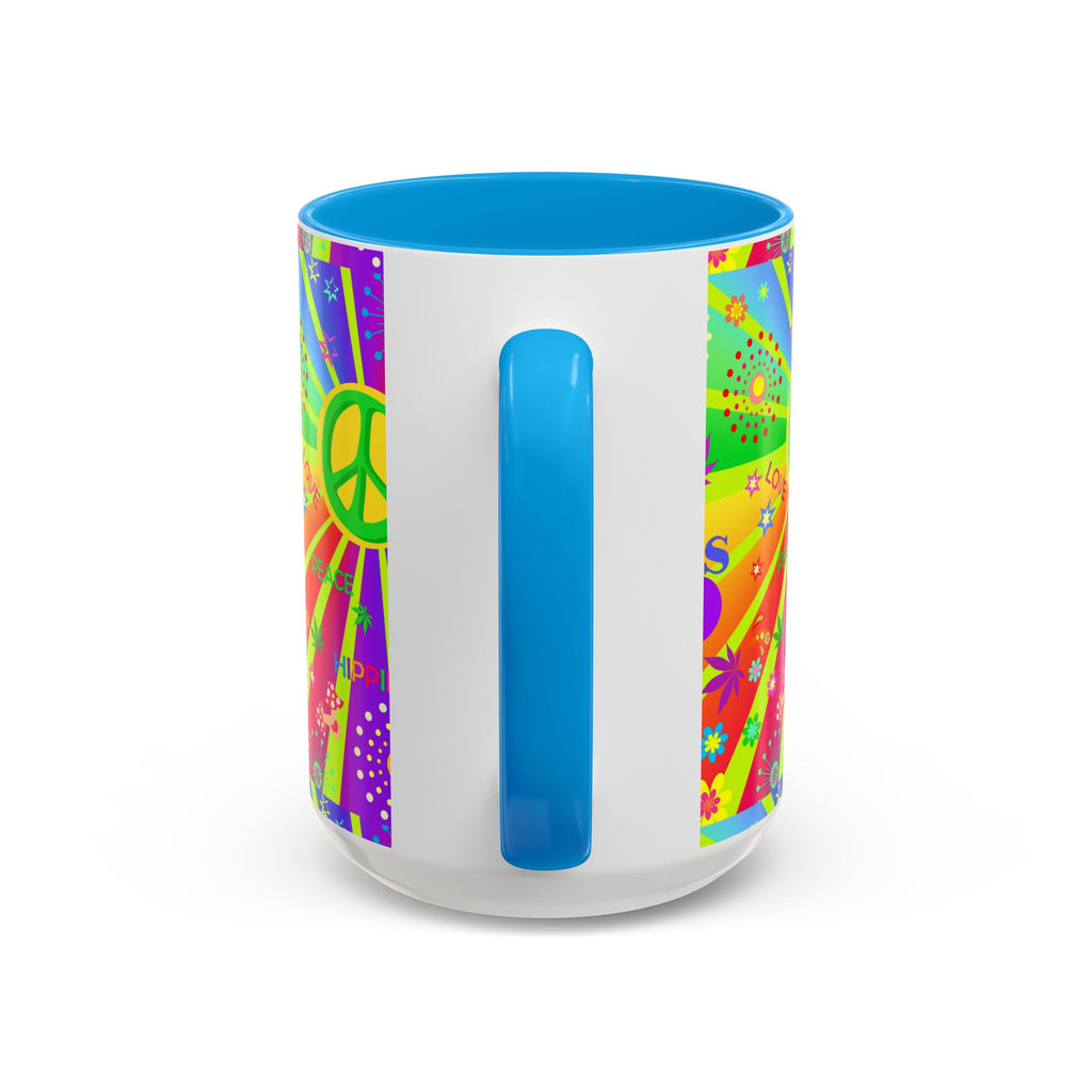 70s Peace Sign Psychedelic Mug | Retro Hippie Rainbow Coffee Cup
