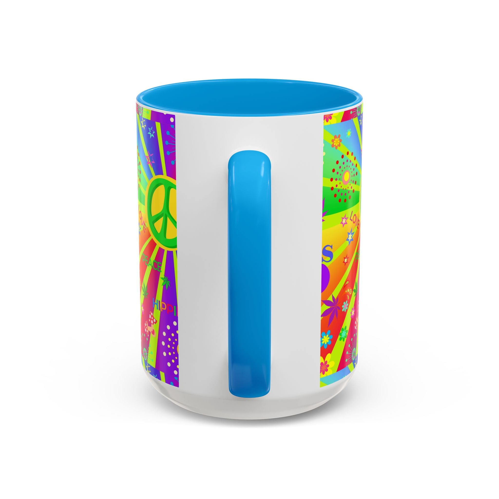 70s Peace Sign Psychedelic Mug | Retro Hippie Rainbow Coffee Cup