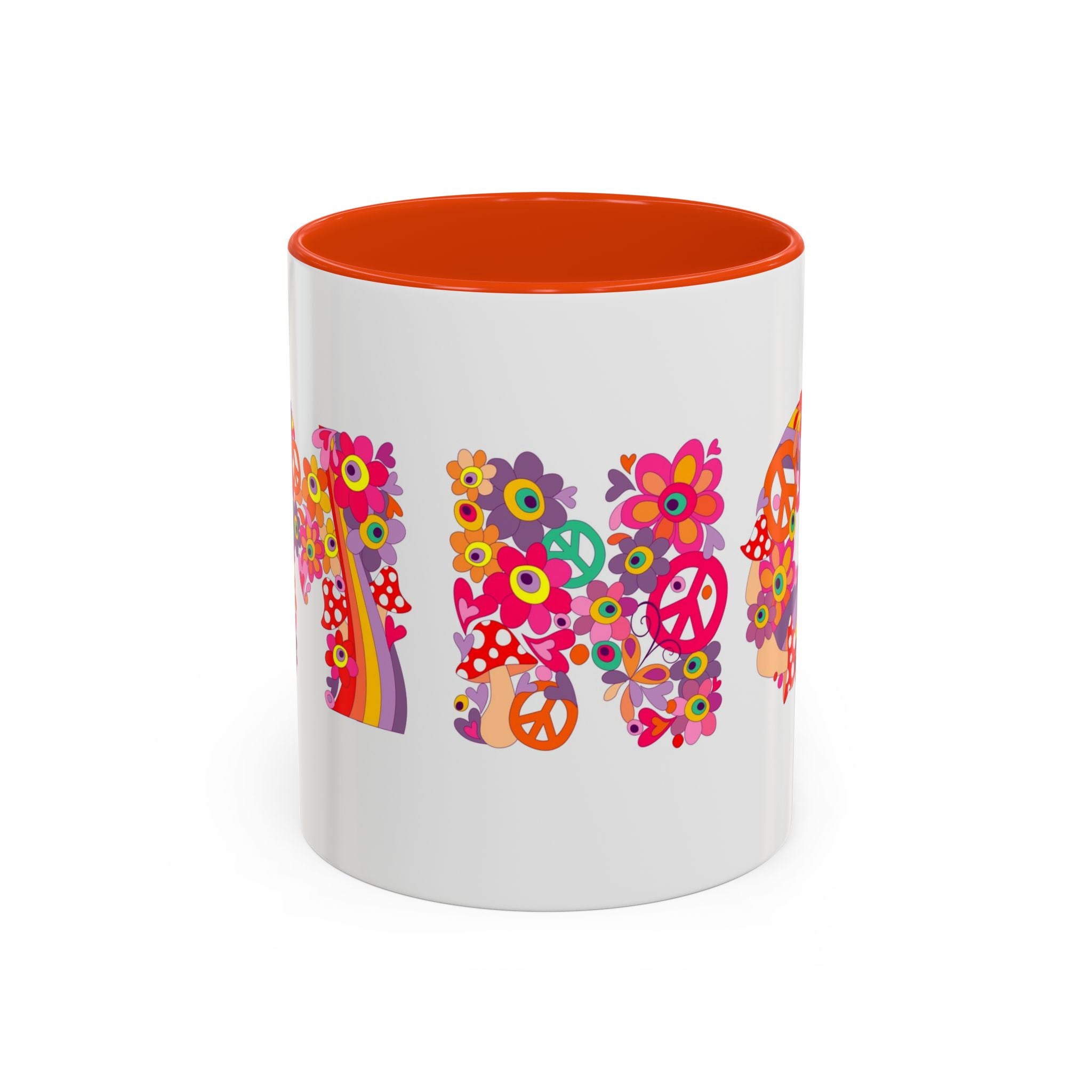 Retro Peace Flower Power Mug | Colorful 70s Hippie Design