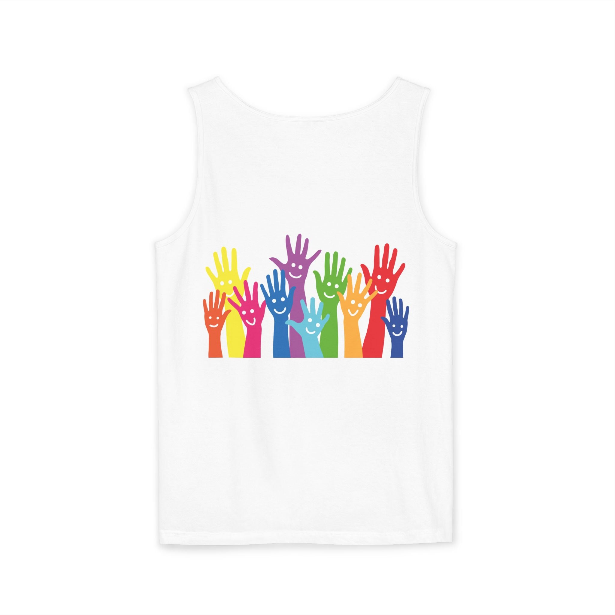 Colorful Raised Hands Pride Rainbow Tank Top | Inclusive Community Design