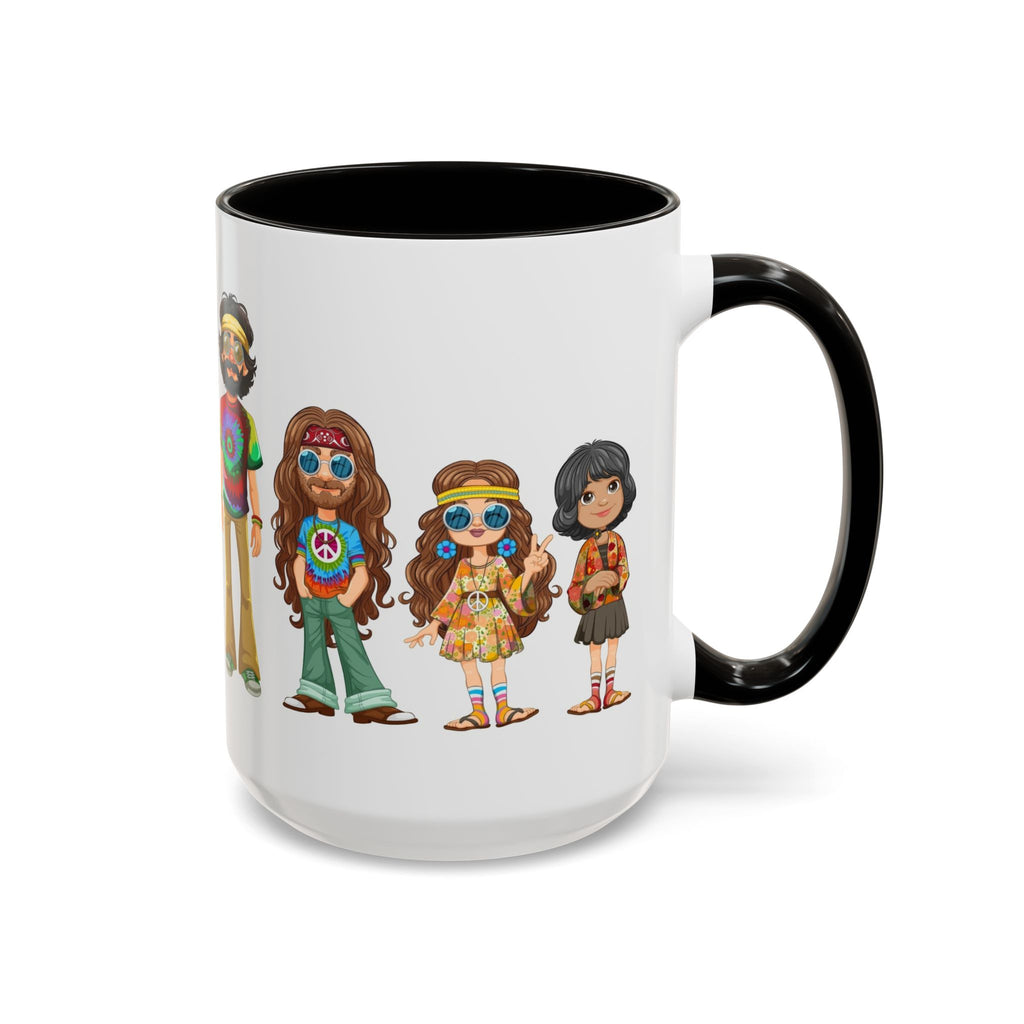 Retro Hippie Characters Mug | 11oz or 15oz Color Accent Ceramic