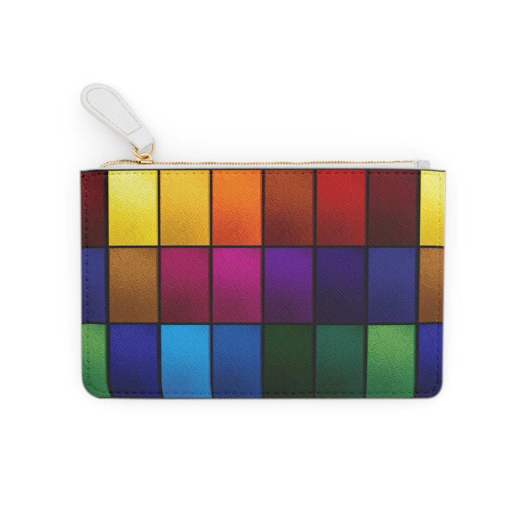 Rainbow Color Grid Mini Clutch Bag | Pixel Palette Zipper Pouch