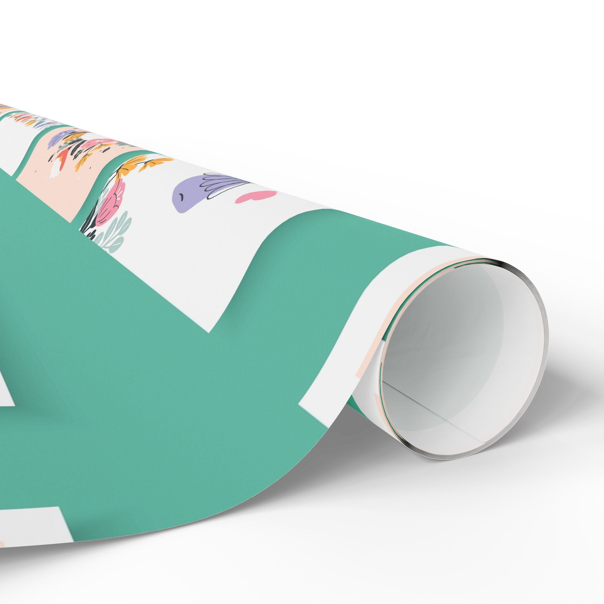 Colorful Feather Pattern Wrapping Papers | Repeating Bird Feather Gift Wrap