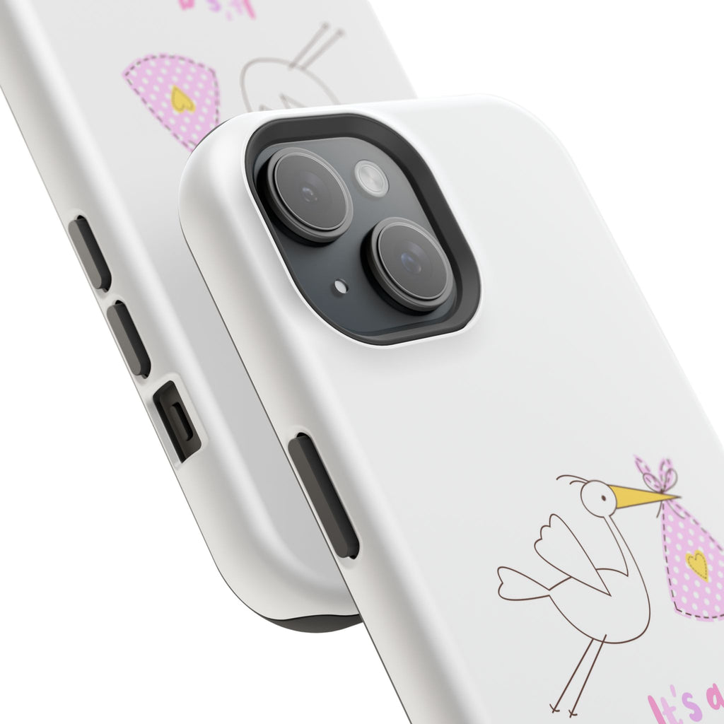 Stork carrying bundle "It's a Girl!" Phone Case | Impact-Resistant Case