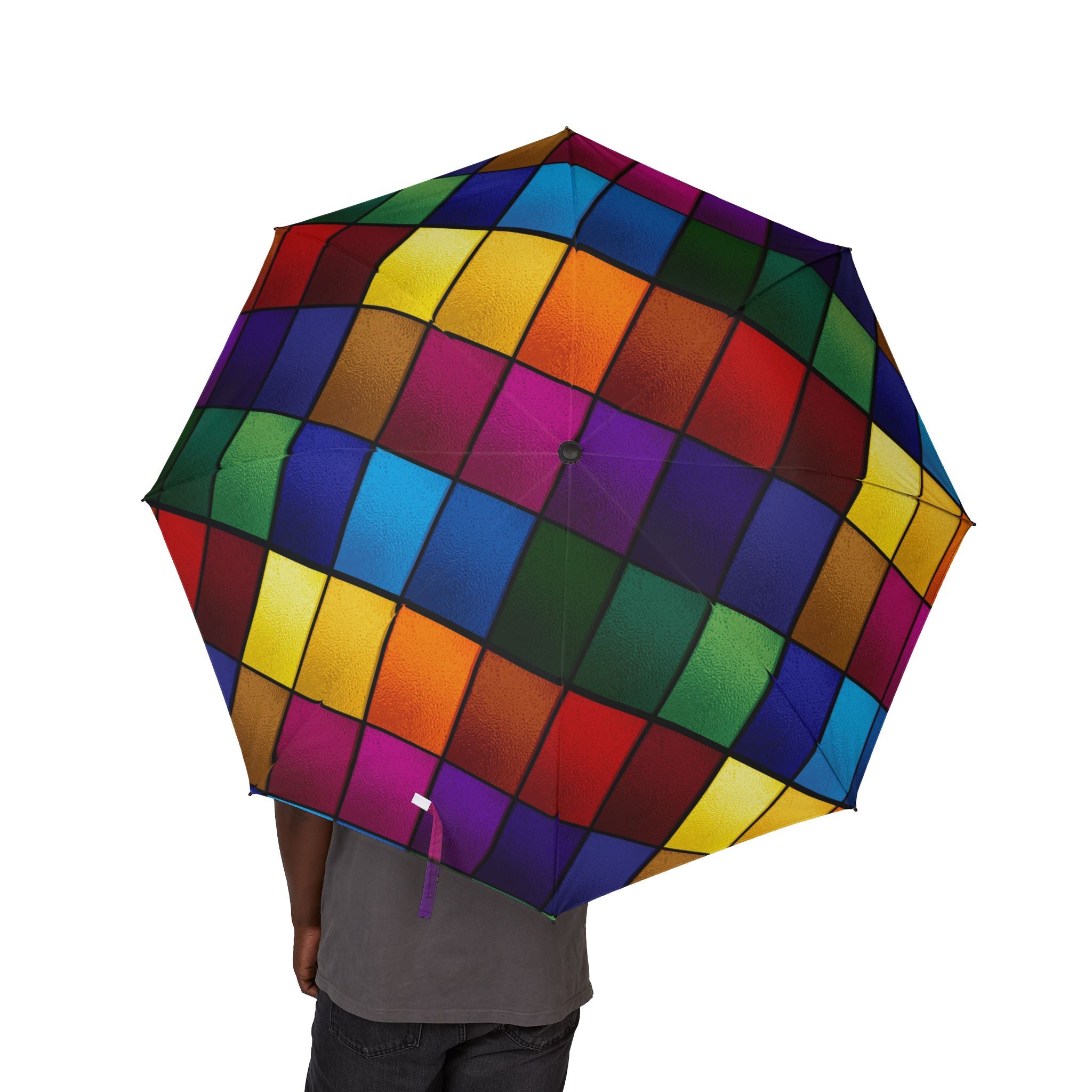 Colorful Mosaic Squares Umbrella | Foldable Rain Umbrella