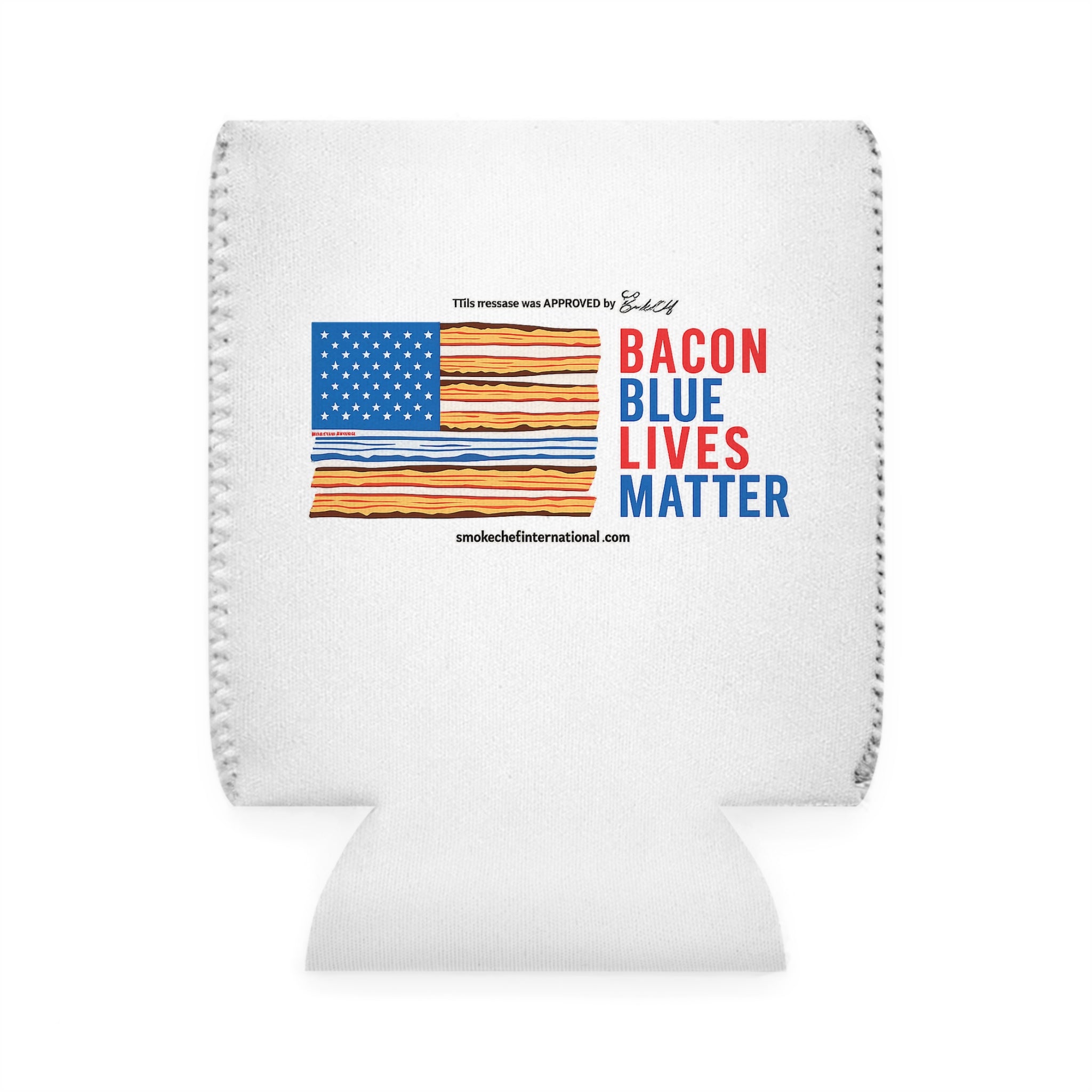 Bacon Blue Lives Matter Can Cooler Sleeve | Koozie, American Flag Bacon Design
