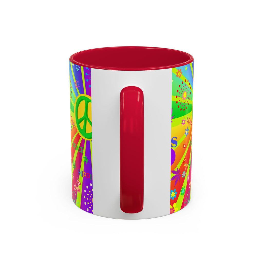 70s Peace Sign Psychedelic Mug | Retro Hippie Rainbow Coffee Cup