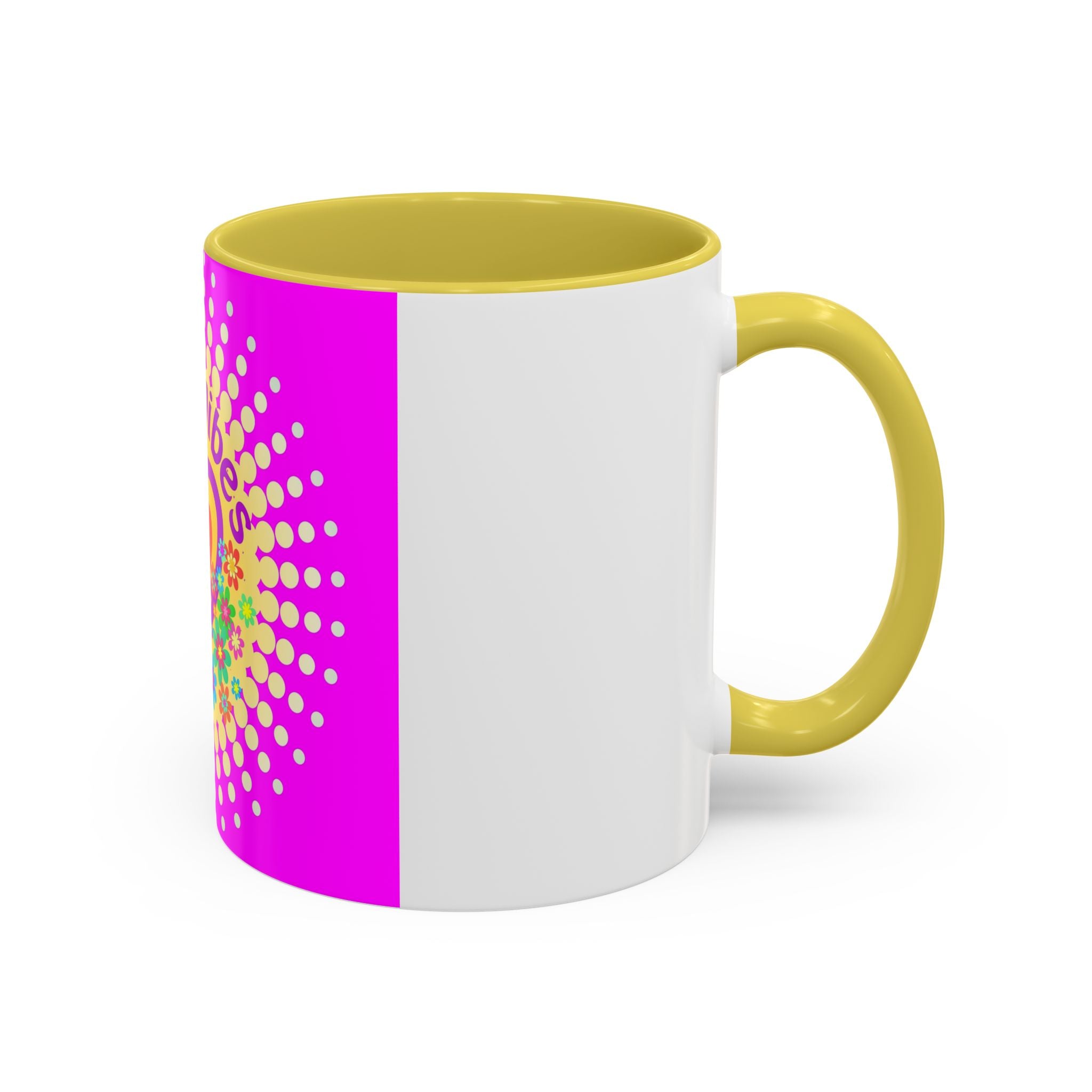 Good Vibes Peace Heart Floral Mug | Colorful 11oz 15oz Ceramic