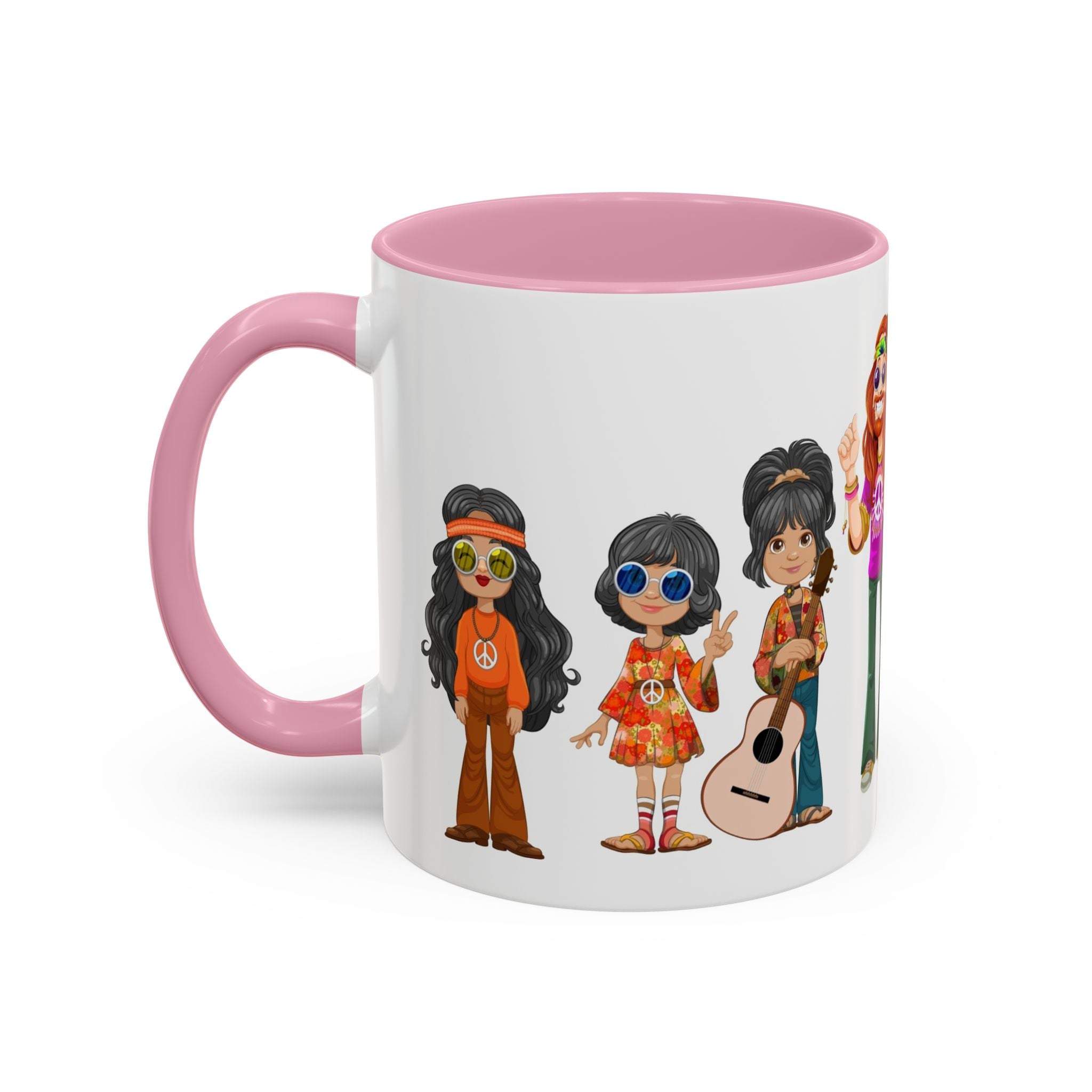 Retro Hippie Characters Mug | 11oz or 15oz Color Accent Ceramic