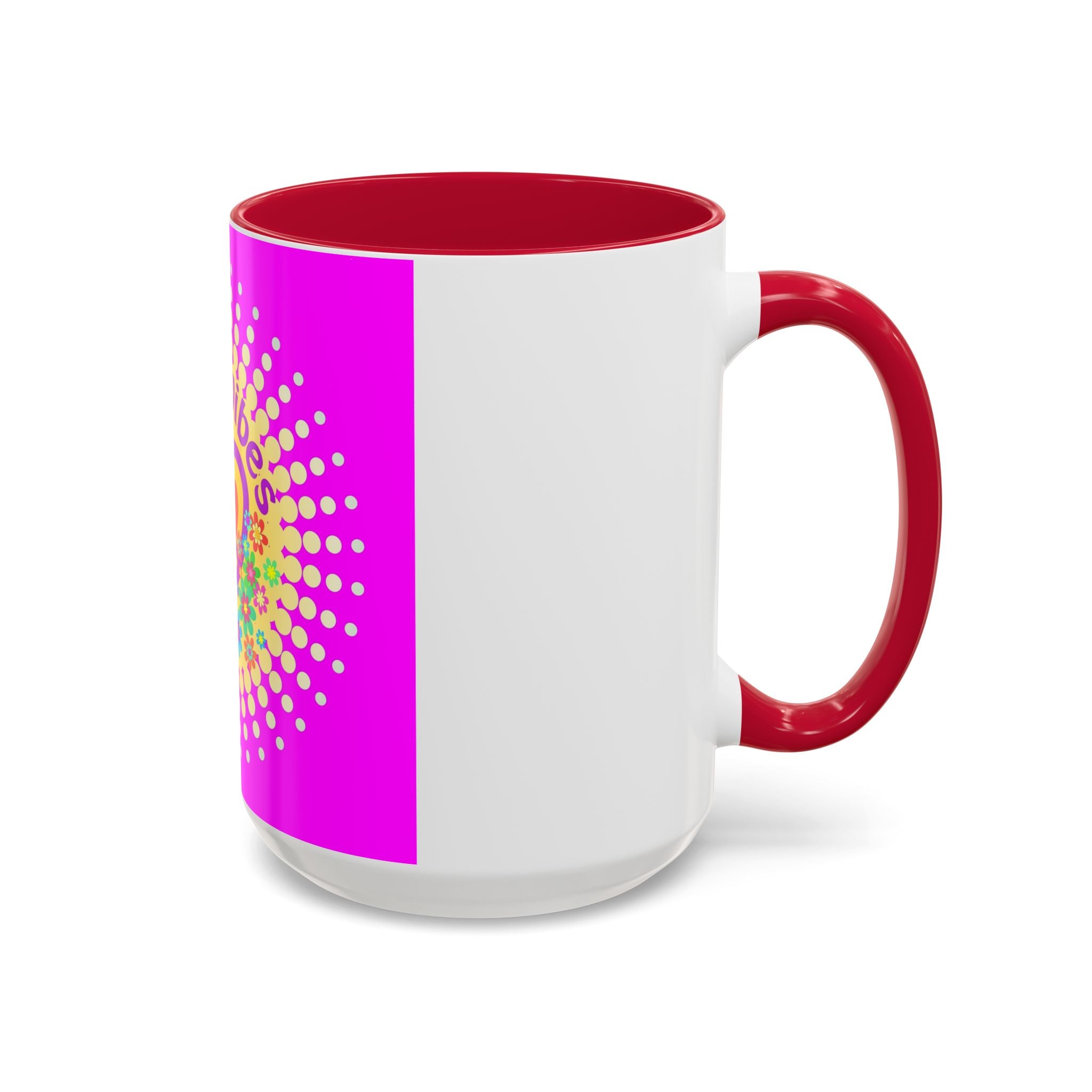 Good Vibes Peace Heart Floral Mug | Colorful 11oz 15oz Ceramic
