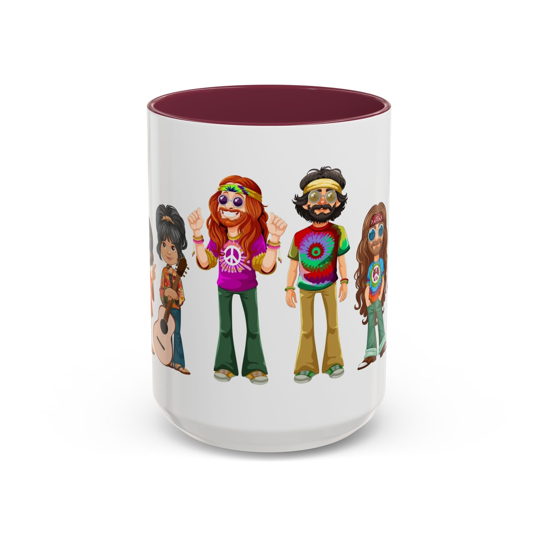 Retro Hippie Characters Mug | 11oz or 15oz Color Accent Ceramic