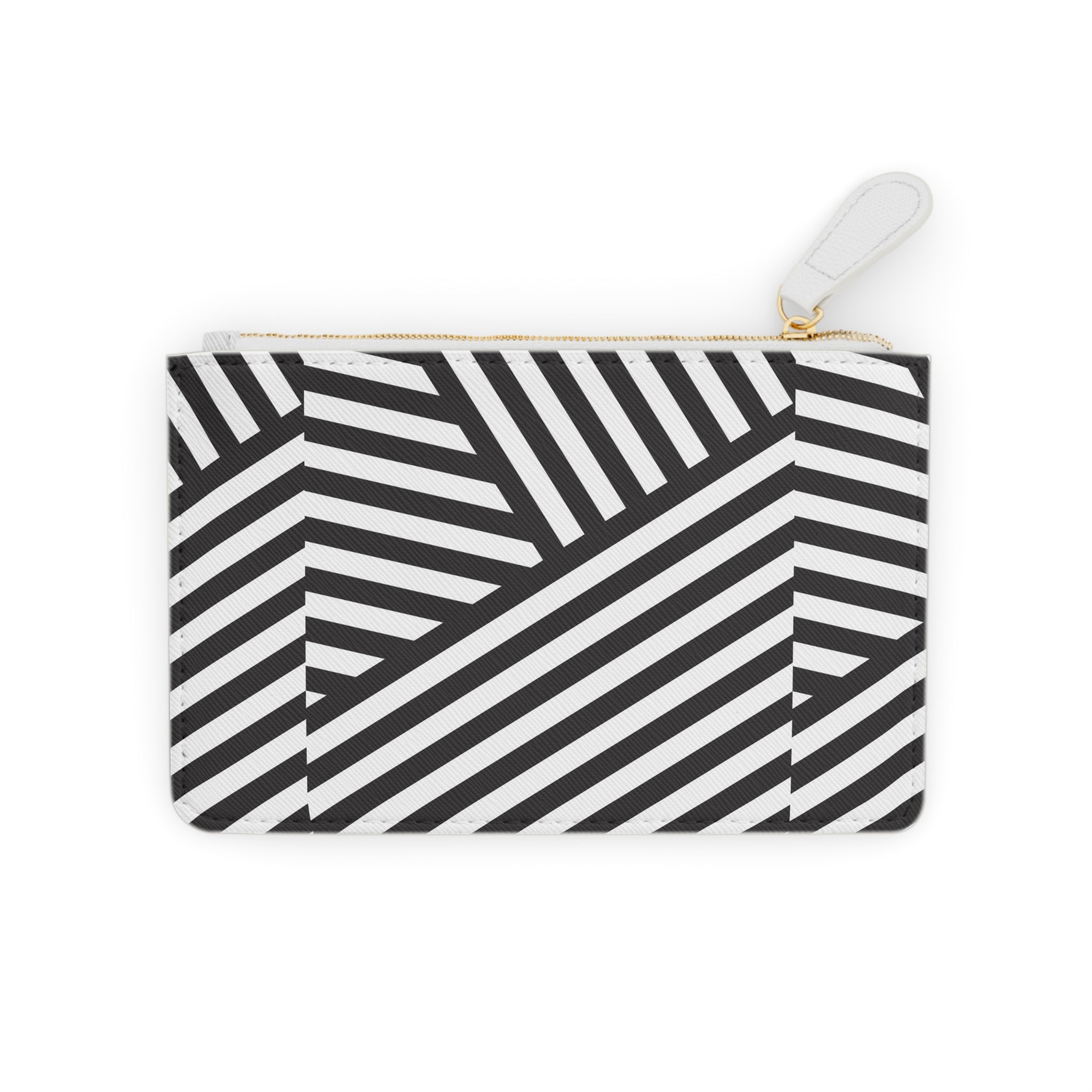 Black White Geometric Stripes Mini Clutch Bag | Modern Optical Pattern