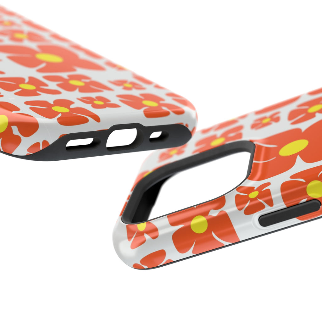 Retro Orange Floral Phone Case | Impact-Resistant Case
