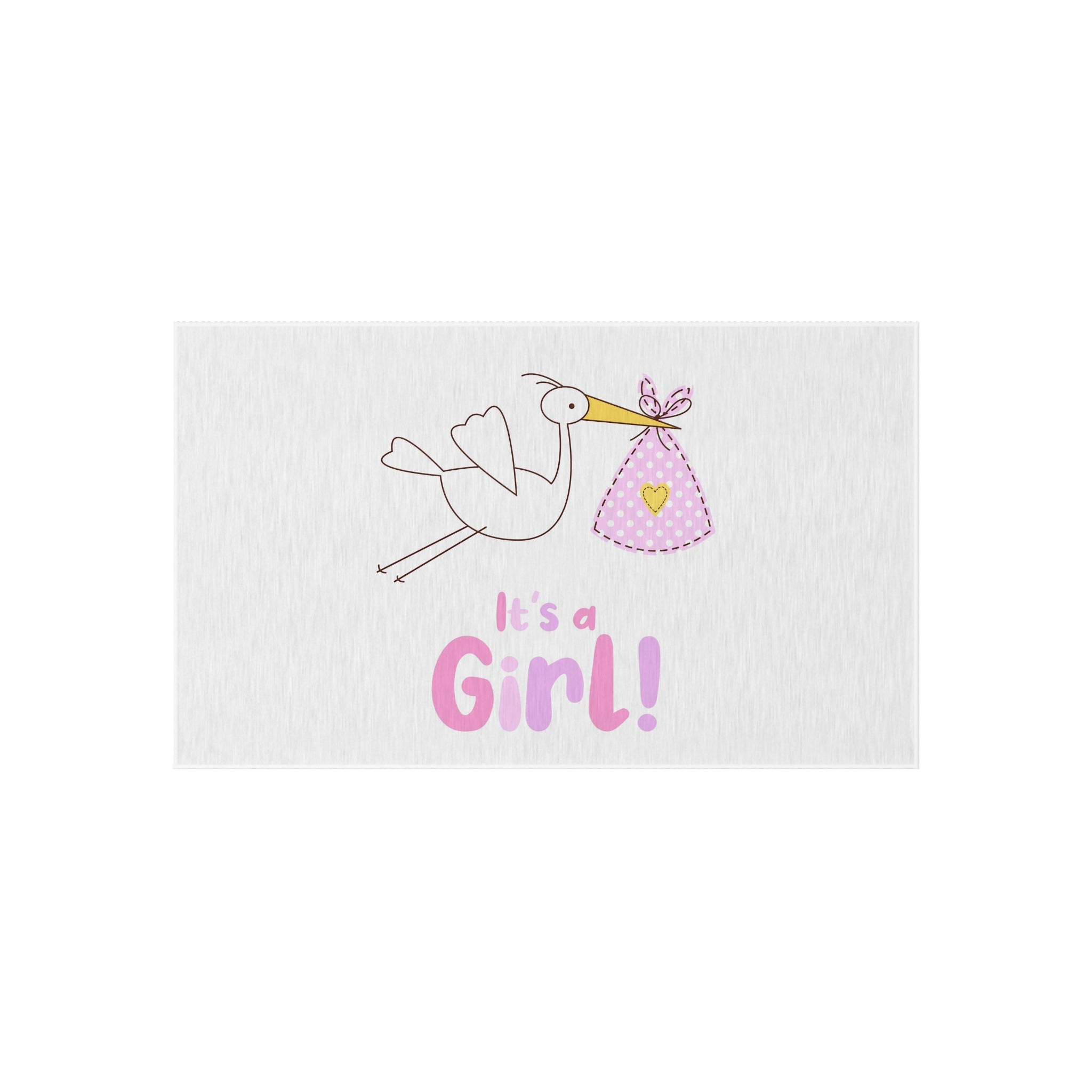 Stork with Bundle It's a Girl Outdoor Rug | Baby Shower Nursery Decor