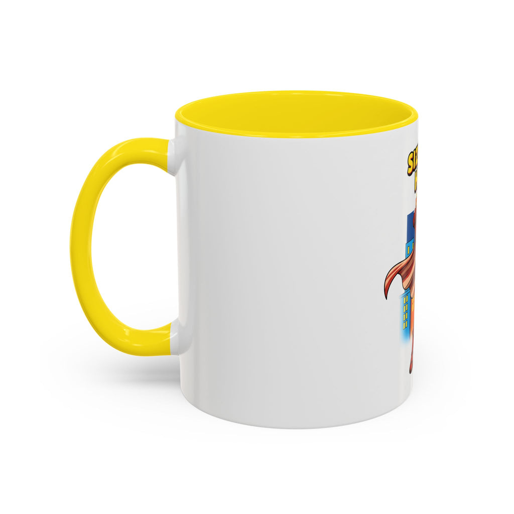 Sizzling Hero Mug | Accent Coffee Mug 11oz 15oz, Superhero City Design