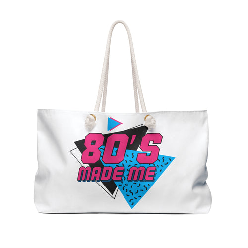 80's Made Me Weekender Bag | Retro 80s Neon Geometric Design