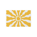 Yellow Sunburst Outdoor Rug | Retro Radiant Sun Pattern Patio Mat