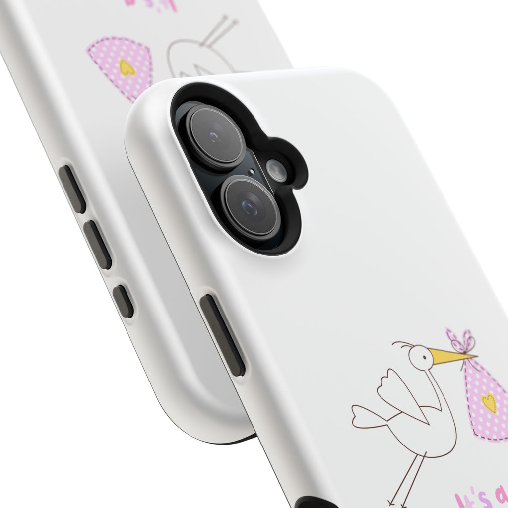 Phone Case - "It's a Girl!" Stork Baby Announcement Impact-Resistant Case