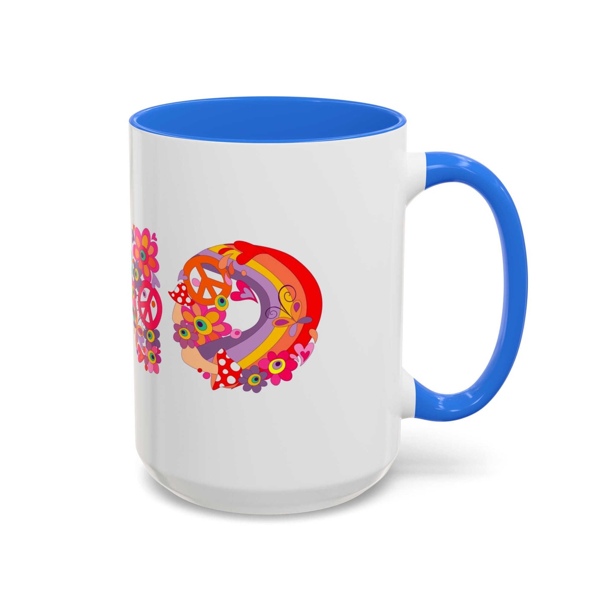 Retro Peace Flower Power Mug | Colorful 70s Hippie Design