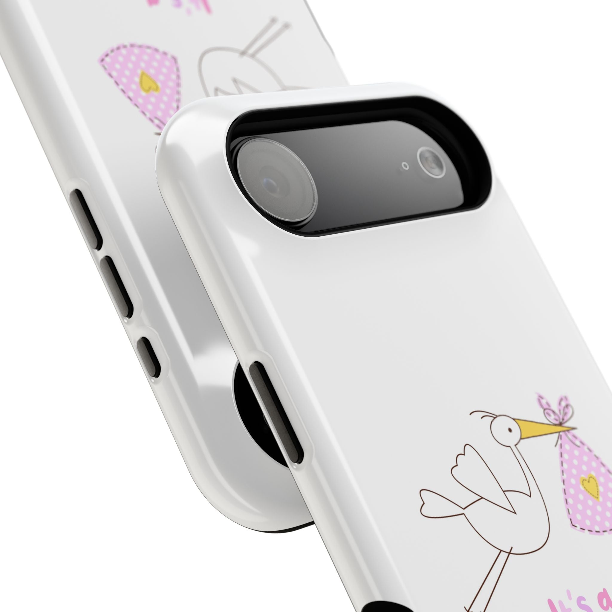 Stork carrying bundle "It's a Girl!" Phone Case | Impact-Resistant Case