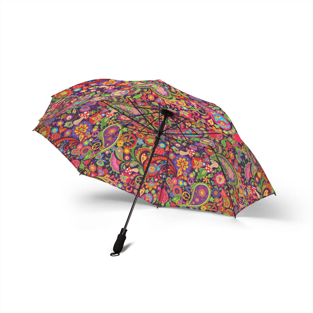 Retro Paisley Peace Pattern Umbrella | Colorful Boho Floral Rain
