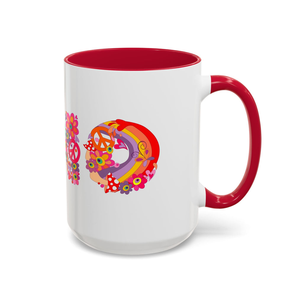 Retro Peace Flower Power Mug | Colorful 70s Hippie Design