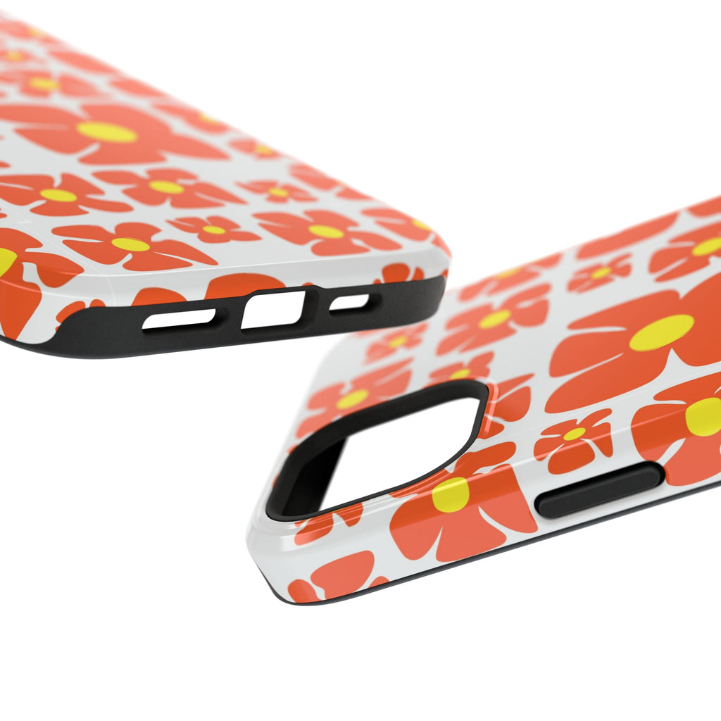 Retro Orange Floral Phone Case | Impact-Resistant Case