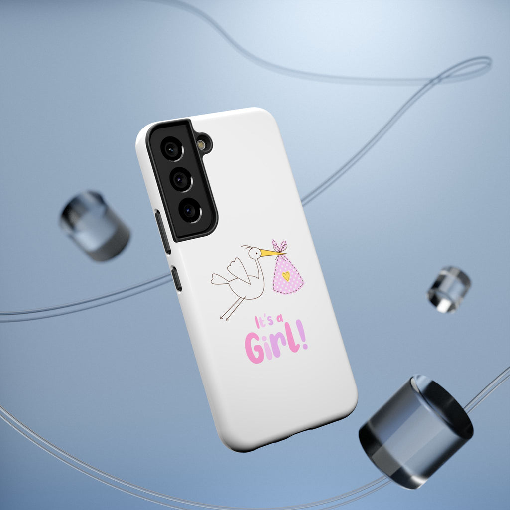 Phone Case - "It's a Girl!" Stork Baby Announcement Impact-Resistant Case