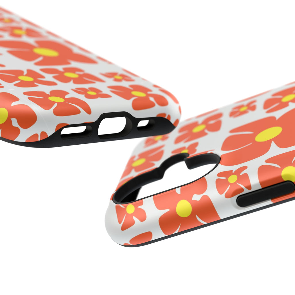 Retro Orange Floral Phone Case | Impact-Resistant Case