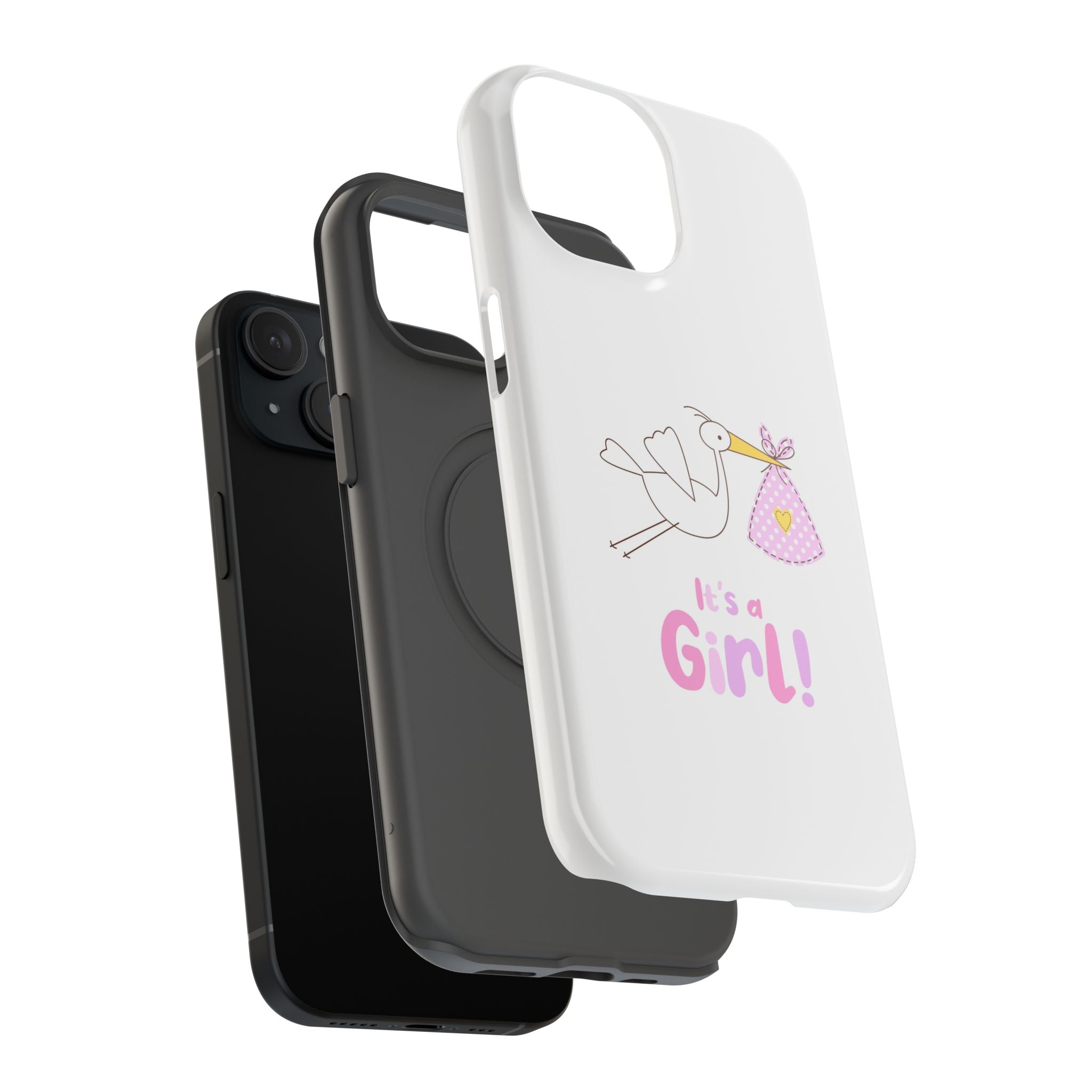 Stork carrying bundle "It's a Girl!" Phone Case | Impact-Resistant Case