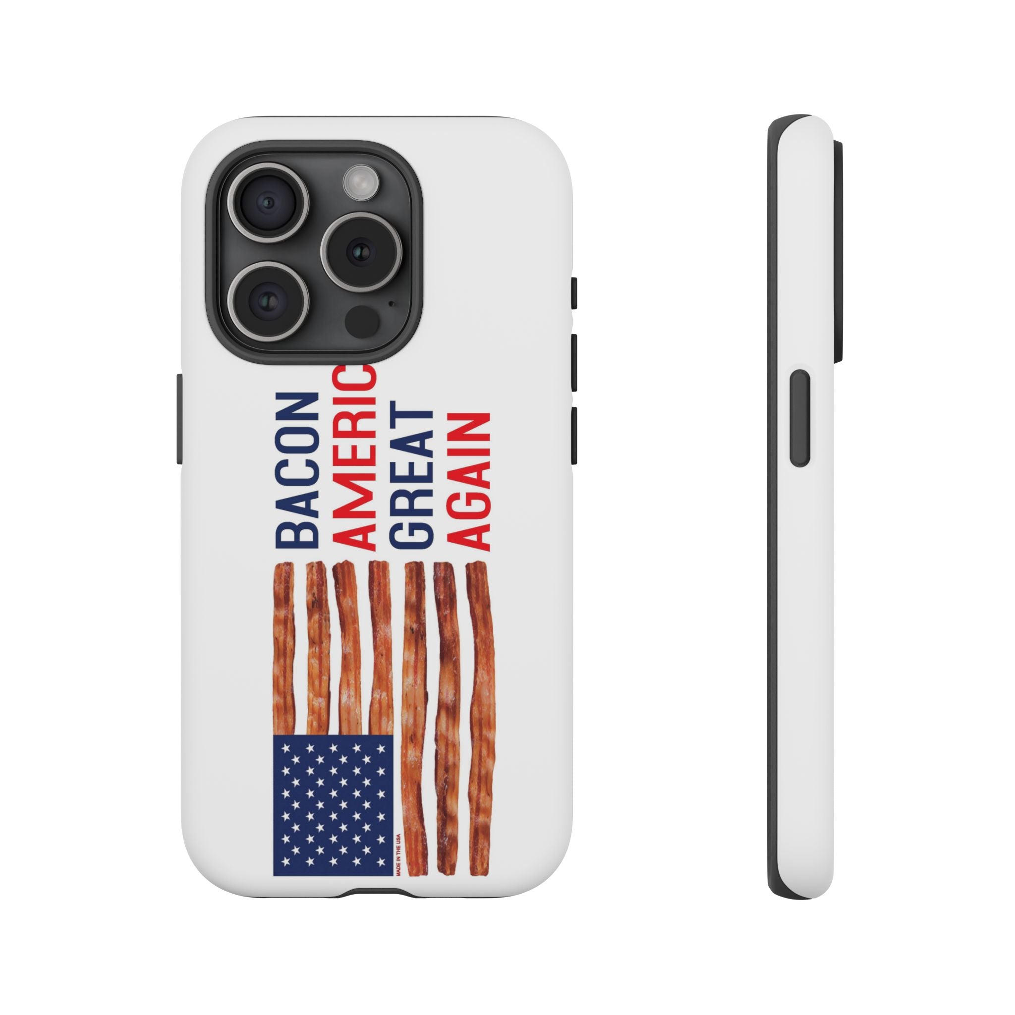 Bacon American Great Again phone case | patriotic bacon flag iPhone case