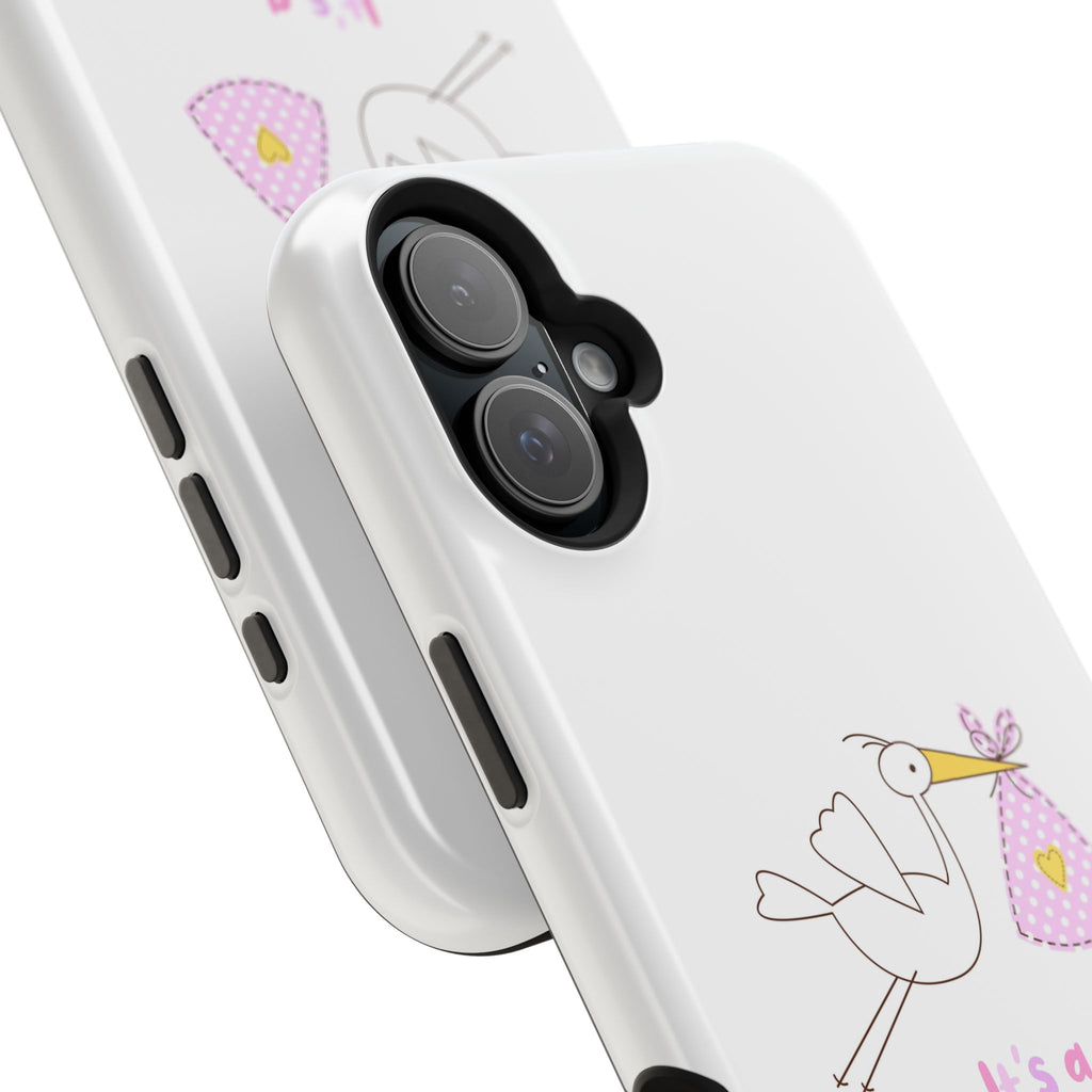 Phone Case - "It's a Girl!" Stork Baby Announcement Impact-Resistant Case