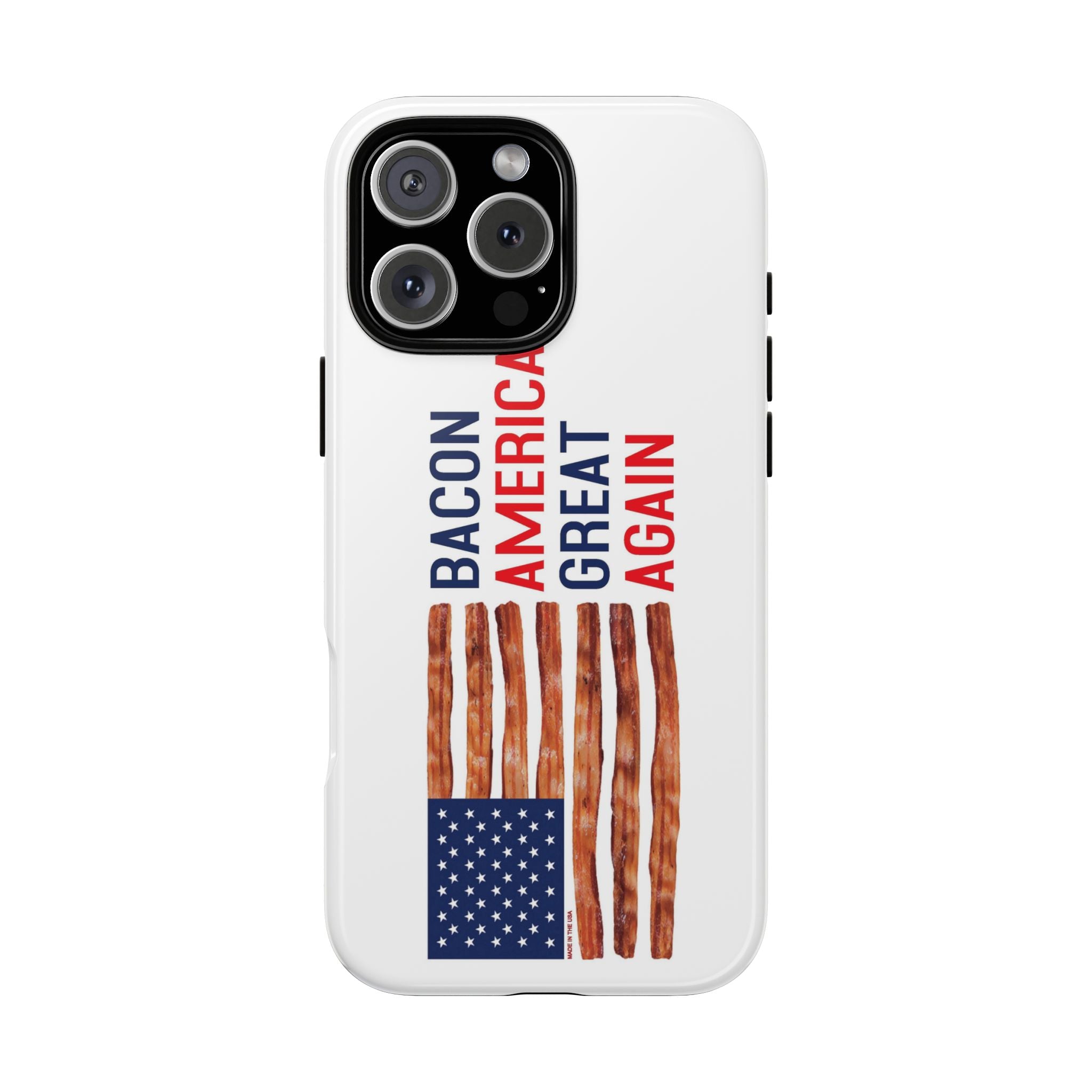 Bacon American Great Again phone case | patriotic bacon flag iPhone case