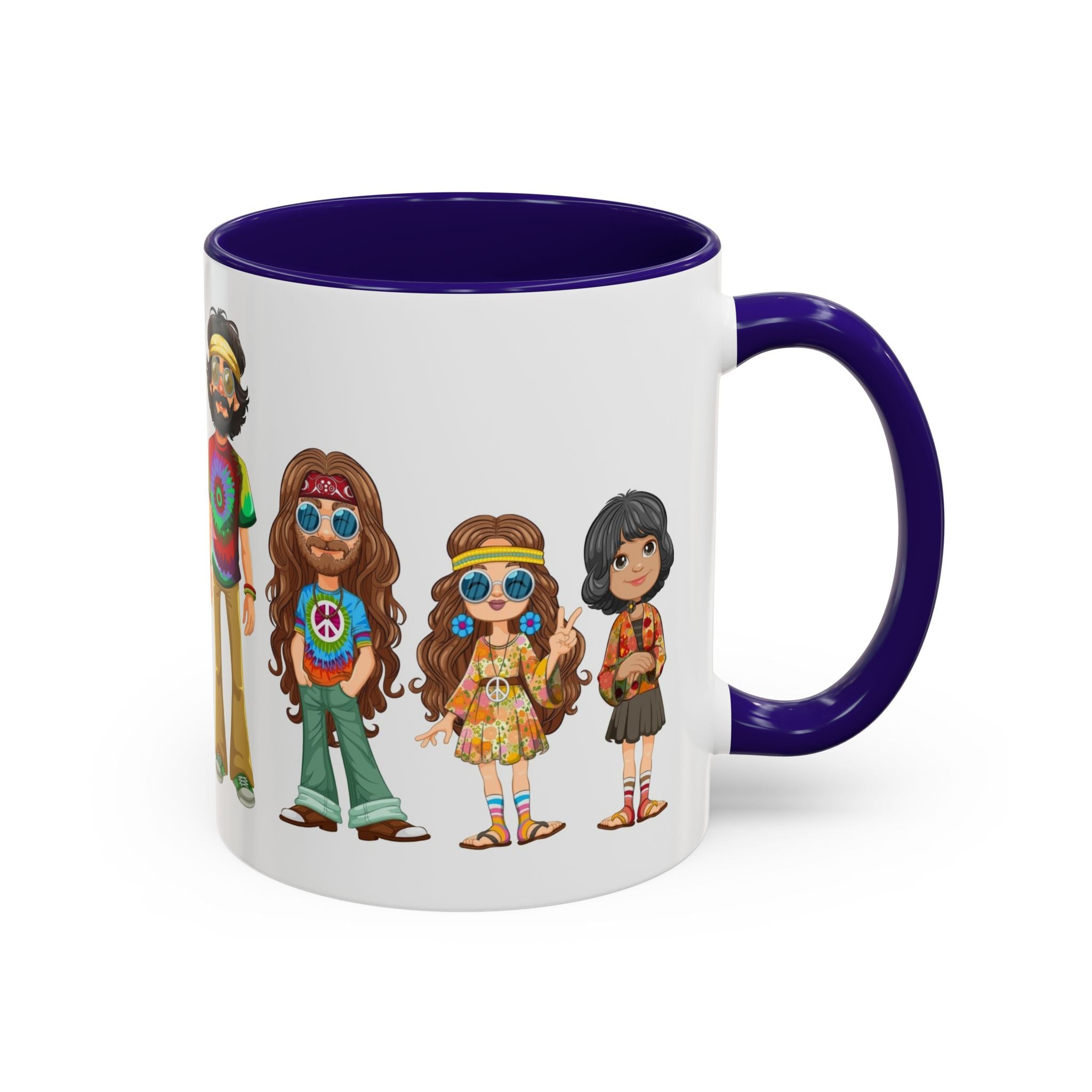 Retro Hippie Characters Mug | 11oz or 15oz Color Accent Ceramic
