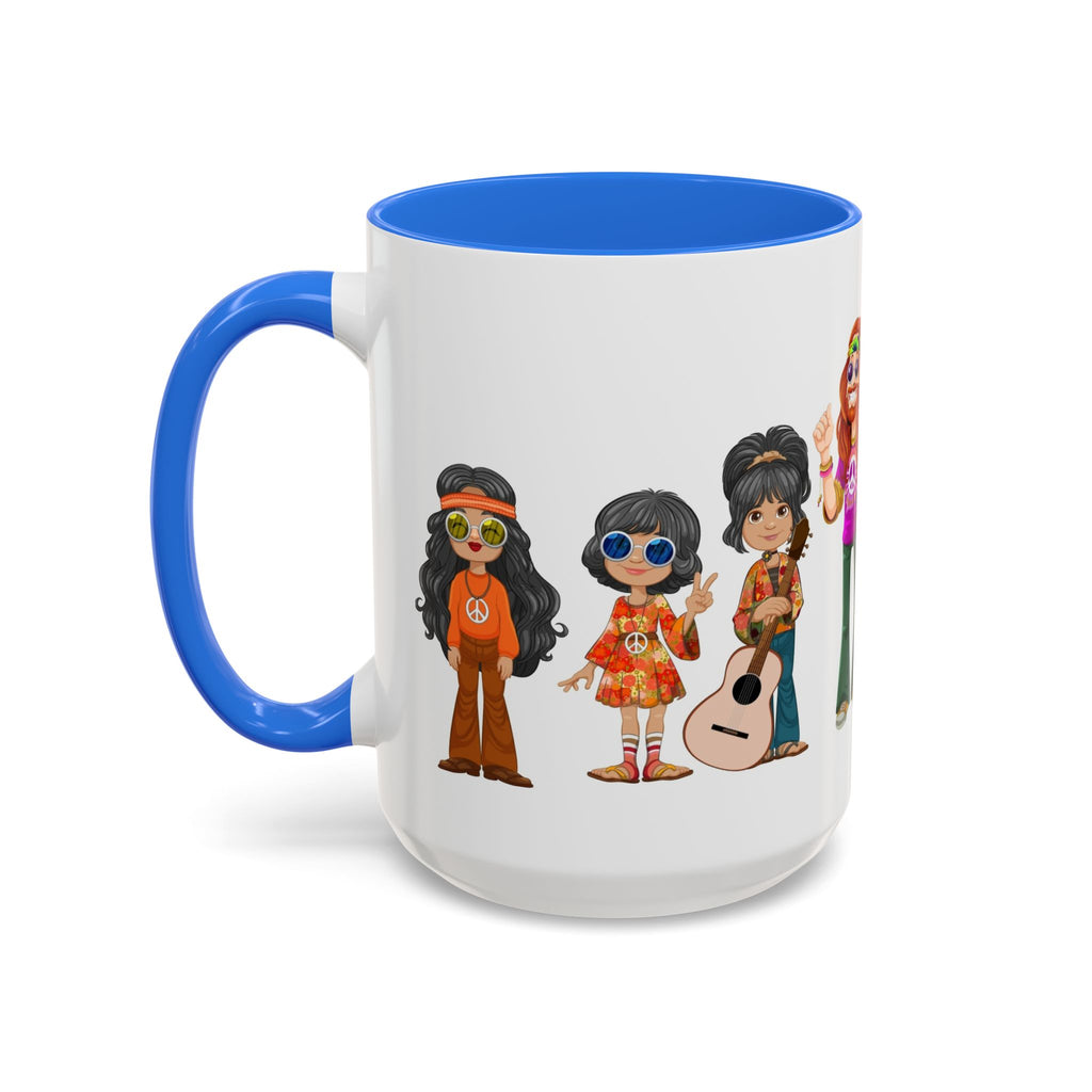 Retro Hippie Characters Mug | 11oz or 15oz Color Accent Ceramic