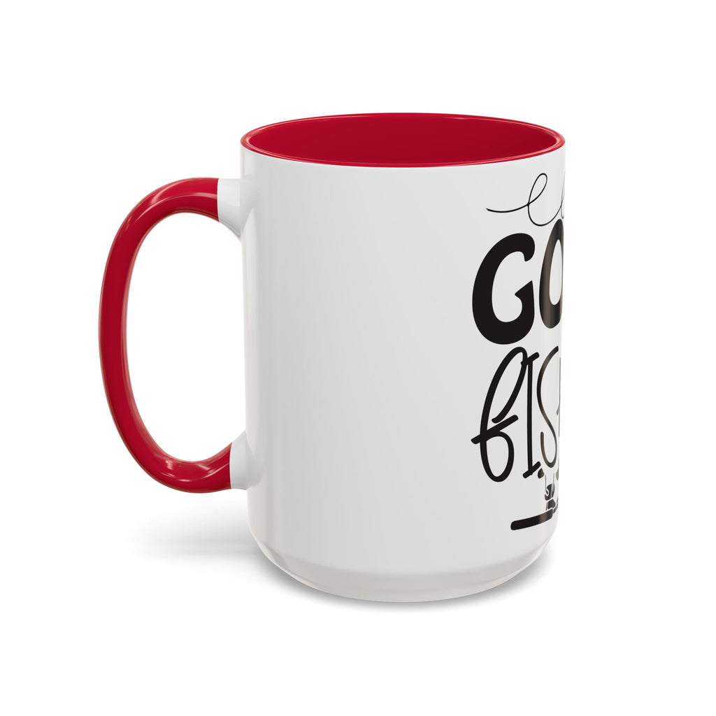Gone Fishing mug | Fishing typography coffee mug, black handle and rim
