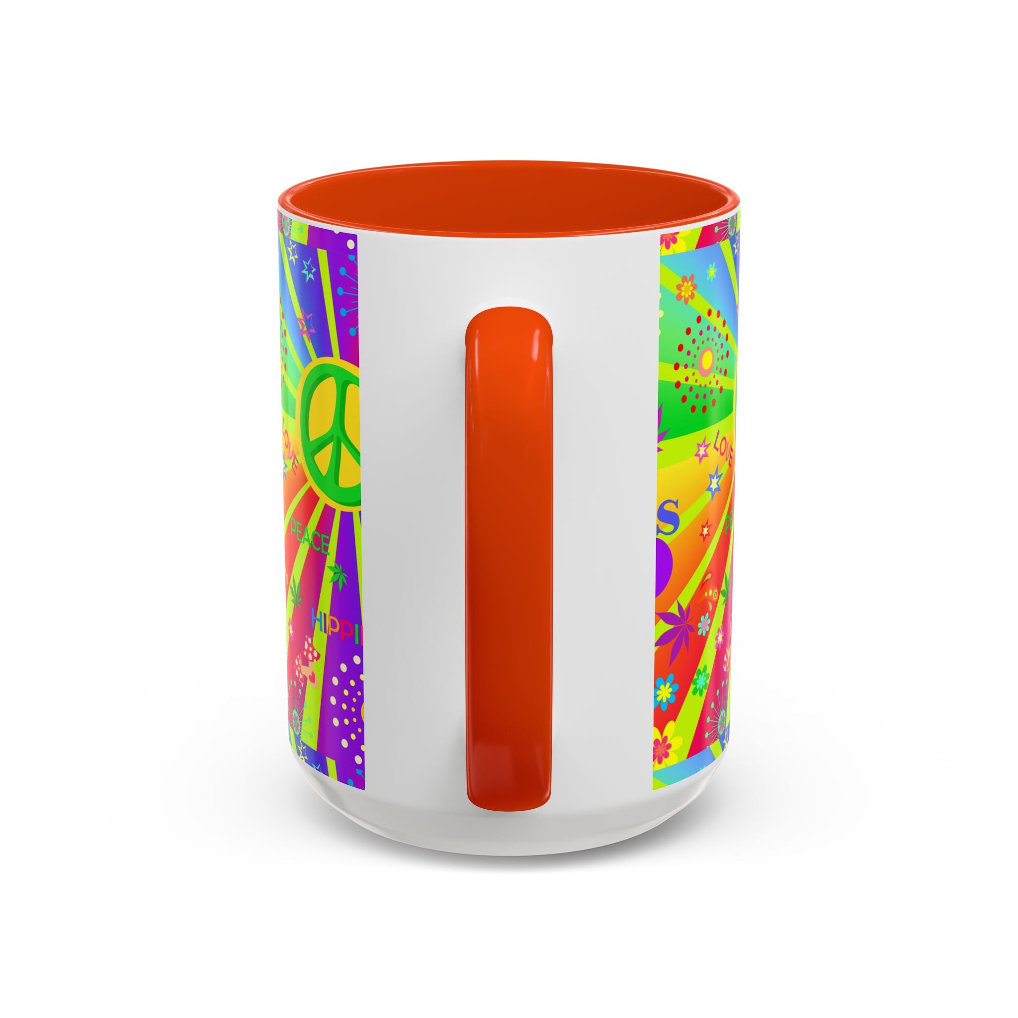 70s Peace Sign Psychedelic Mug | Retro Hippie Rainbow Coffee Cup