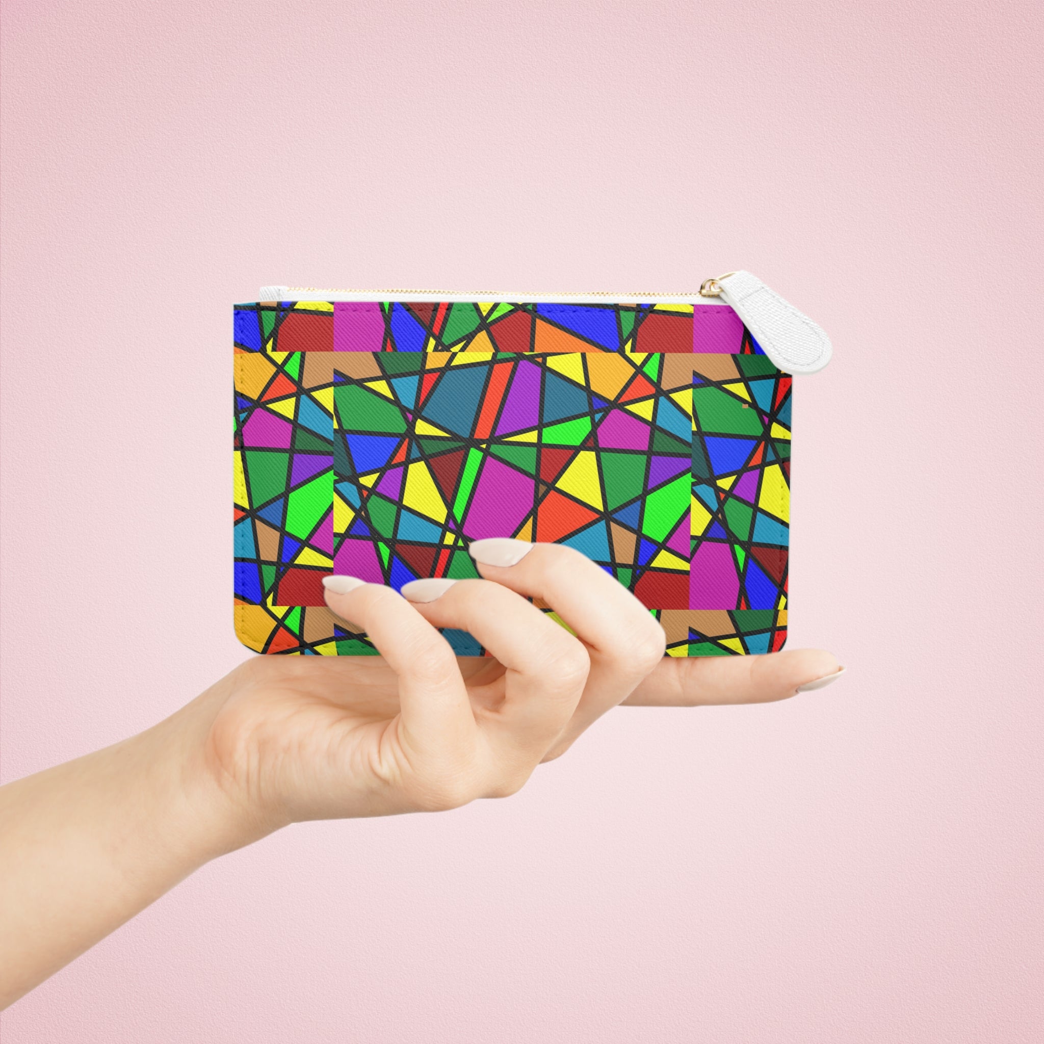 Colorful Geometric Mosaic Mini Clutch Bag | Abstract Stained Glass Pattern