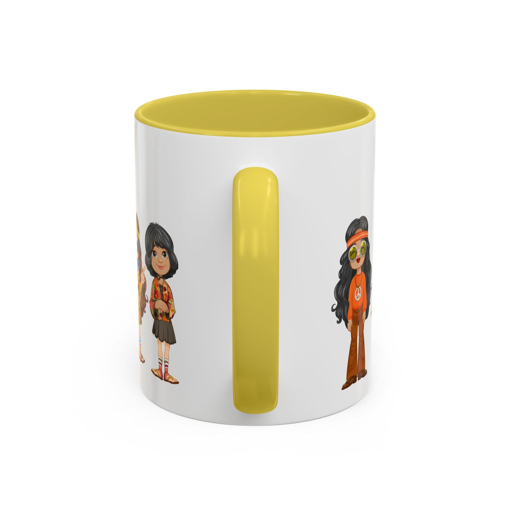 Retro Hippie Characters Mug | 11oz or 15oz Color Accent Ceramic
