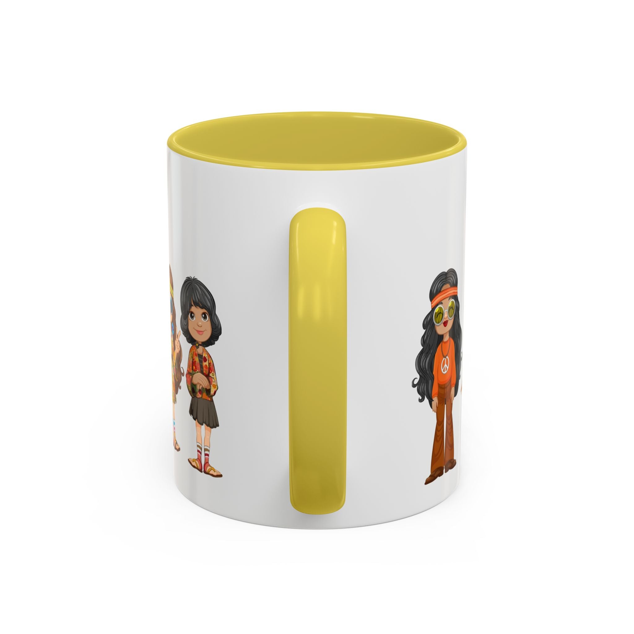 Retro Hippie Characters Mug | 11oz or 15oz Color Accent Ceramic