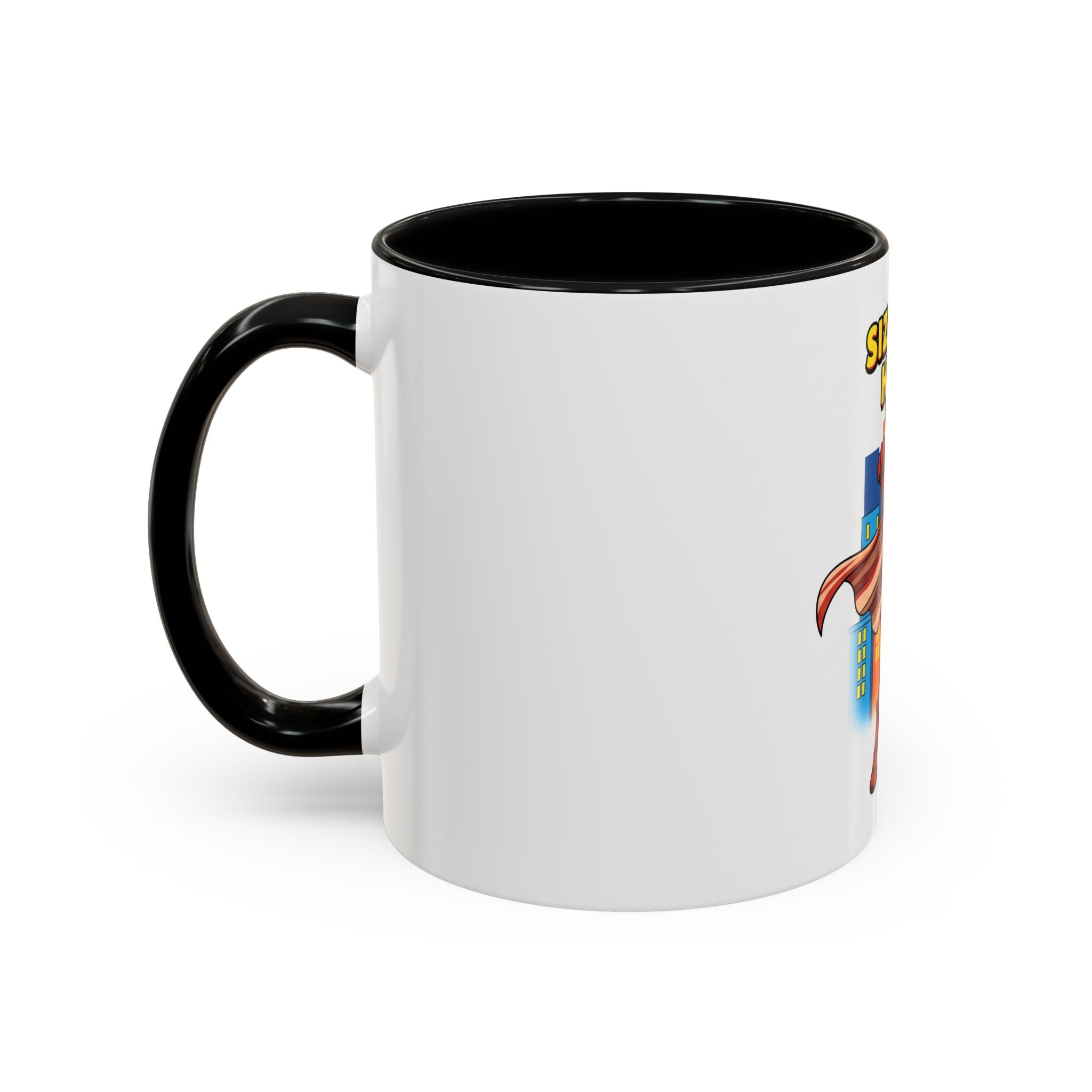 Sizzling Hero Mug | Accent Coffee Mug 11oz 15oz, Superhero City Design