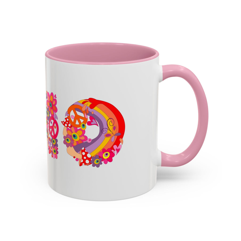Retro Peace Flower Power Mug | Colorful 70s Hippie Design