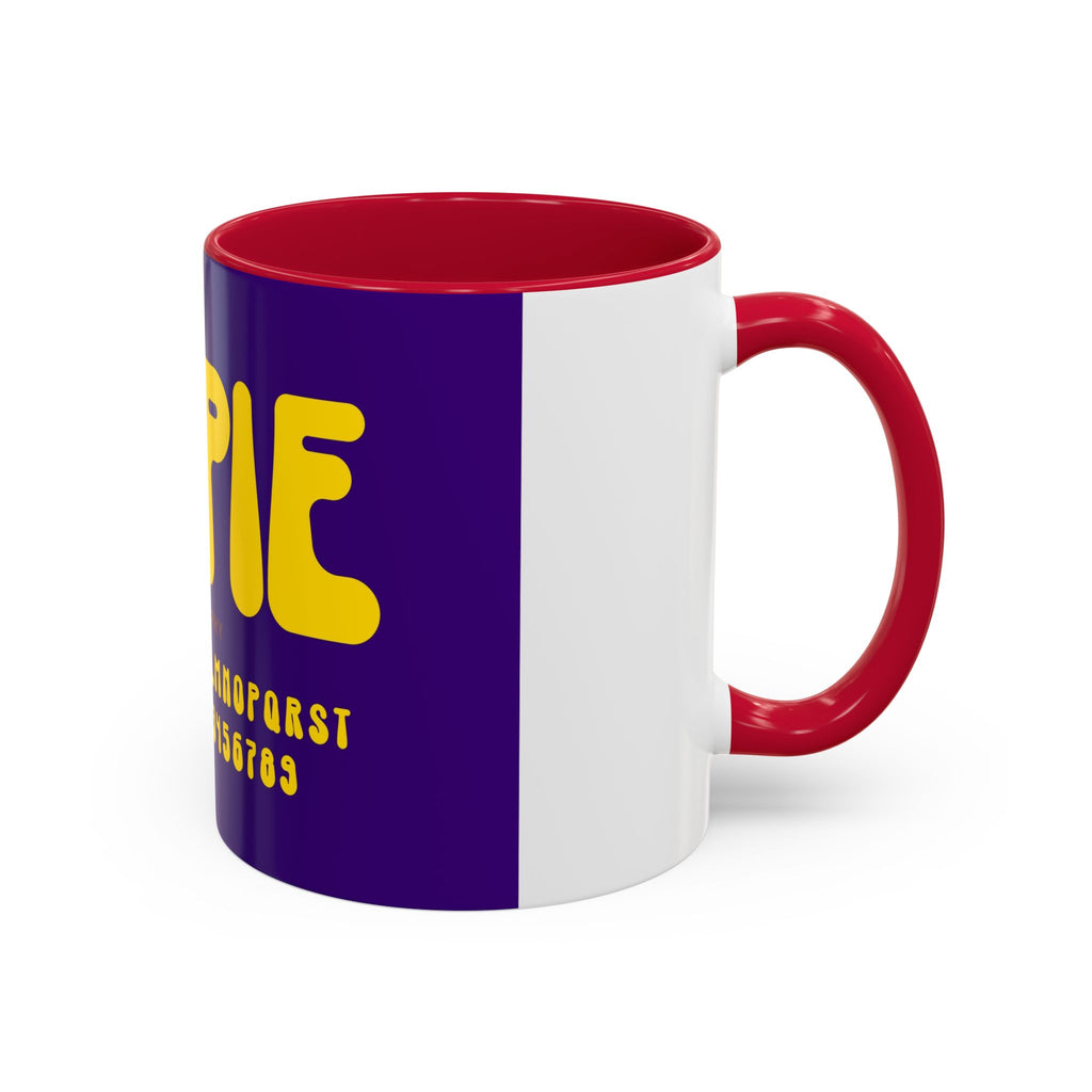 Hippie Typography Mug | Retro 70s Bubble Letters, Purple Yellow 11oz 15oz