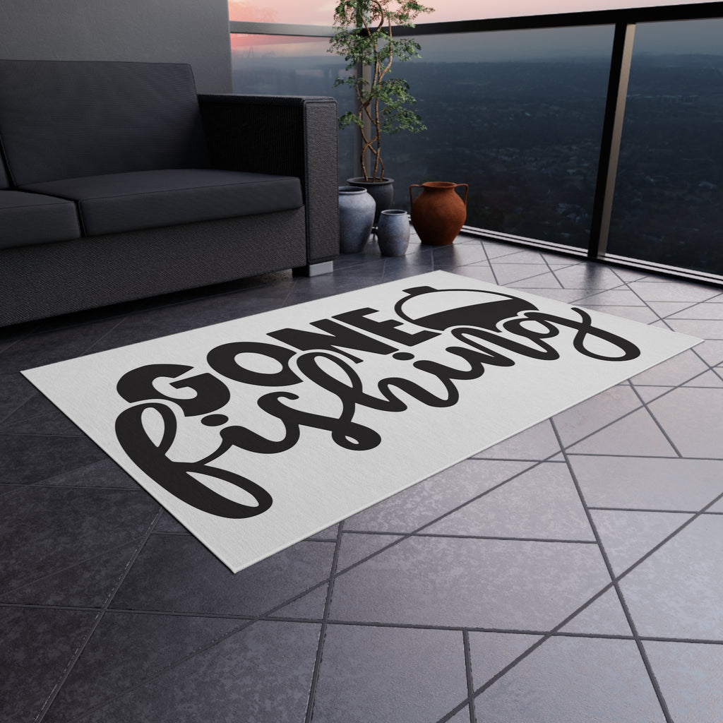 Gone Fishing Outdoor Rug | Fishing Float Graphic Mat