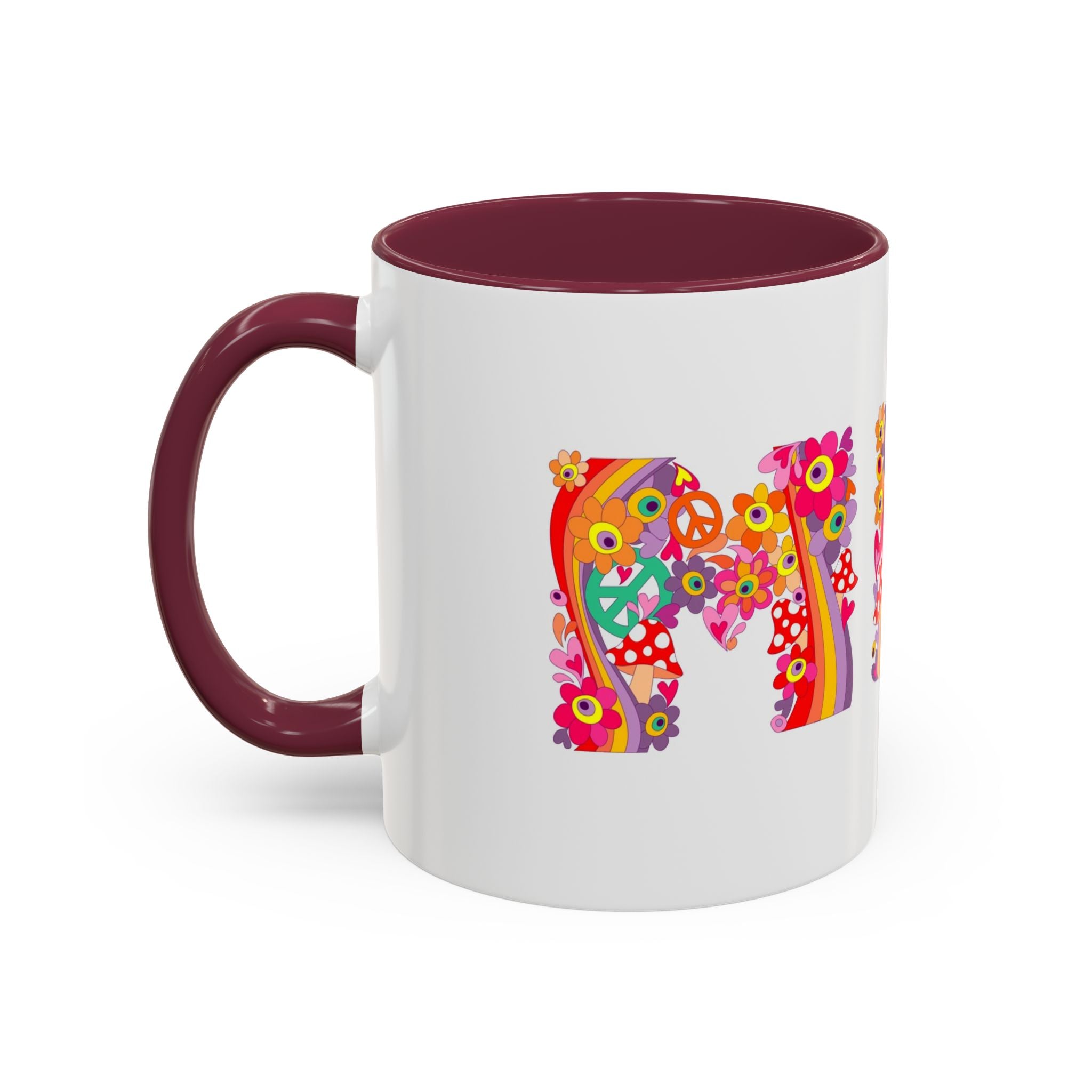 Retro Peace Flower Power Mug | Colorful 70s Hippie Design